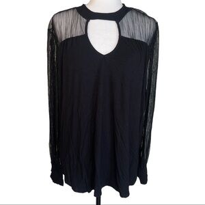 Maurices Black Sheer Mesh Keyhole Long Sleeved Formal Party Occasion Blo…